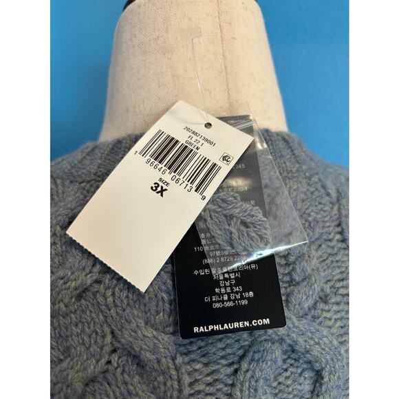 NWT Ralph Lauren Woman Cashmere Blend Sweater Chunky Pullover Cable Knit 3X - Picture 7 of 11
